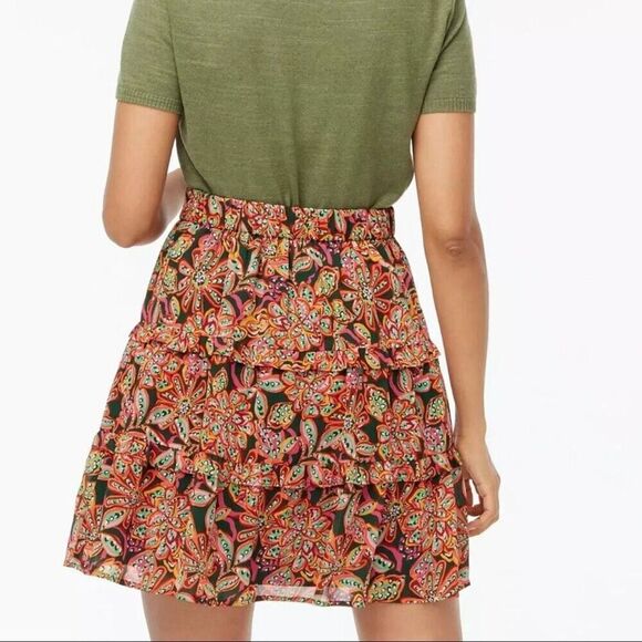 J.Crew Factory Floral Verte Fern Canyon Tiered Skirt | Medium - Picture 3 of 10